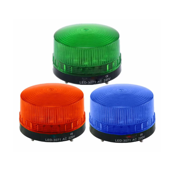 LED-3071 Compact Flashing Warning Light: Single-Color Red, Yellow, and Green Warning Light