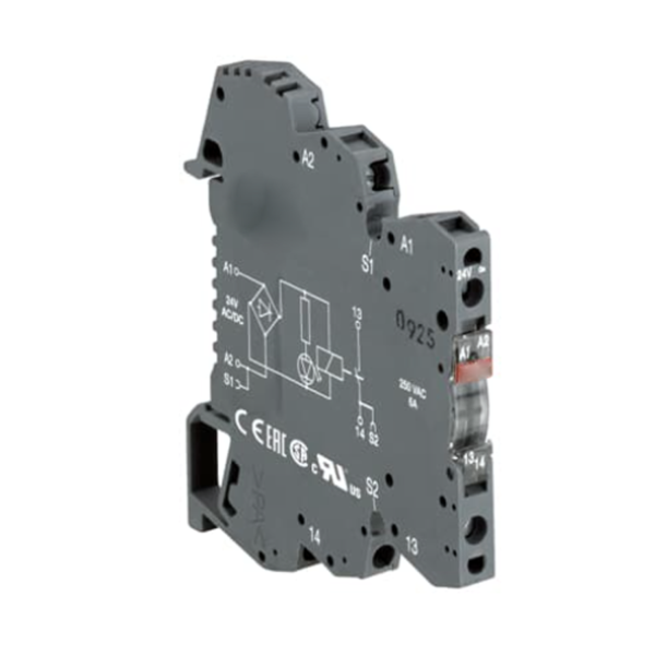 RB121-24VUC Interface relay R600 1-channel, A1-A2 = 24 VAC/DC, 5–250 VAC/10 mA–6 A