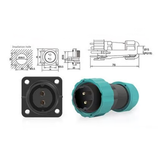 SP28 Waterproof Aviation Connectors: 2/3/4/5/6/7/9/10/12/14/16-Pin Connectors (Rectangular)